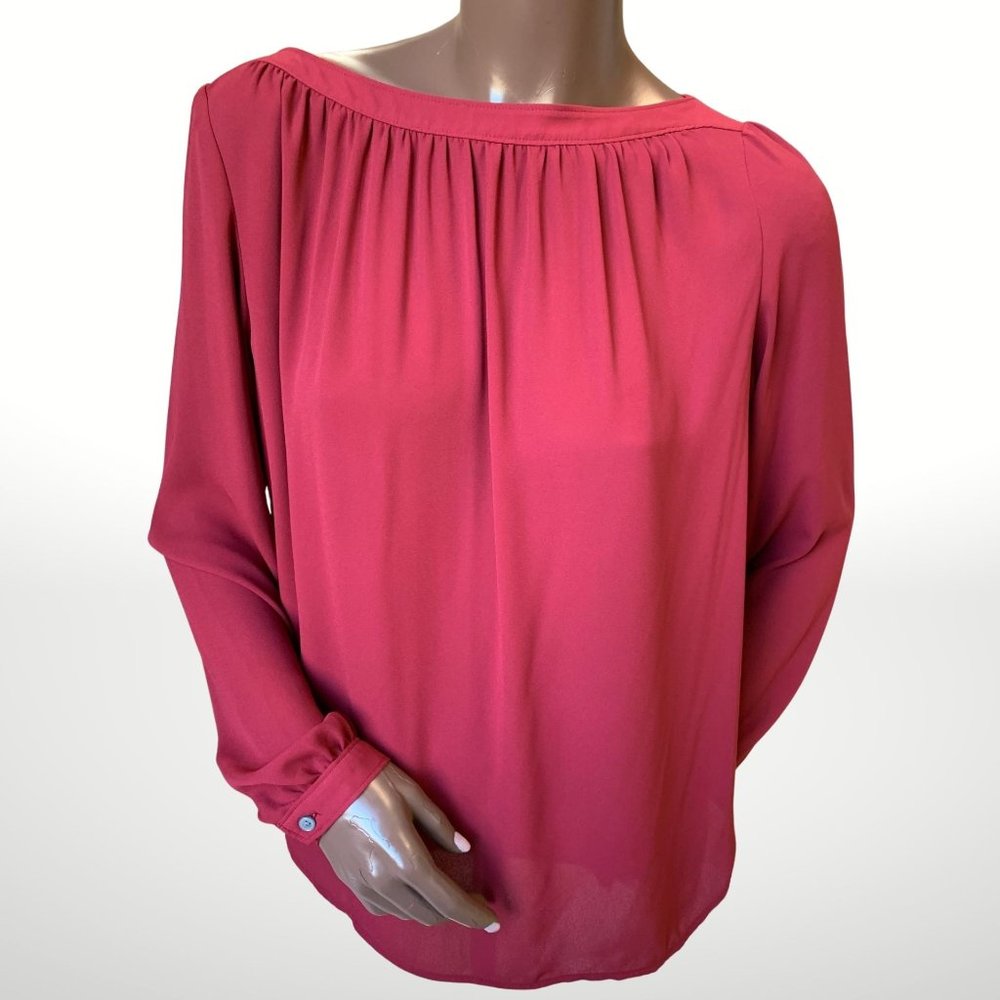 LOFT Burgundy Hi Low Blouse Size S